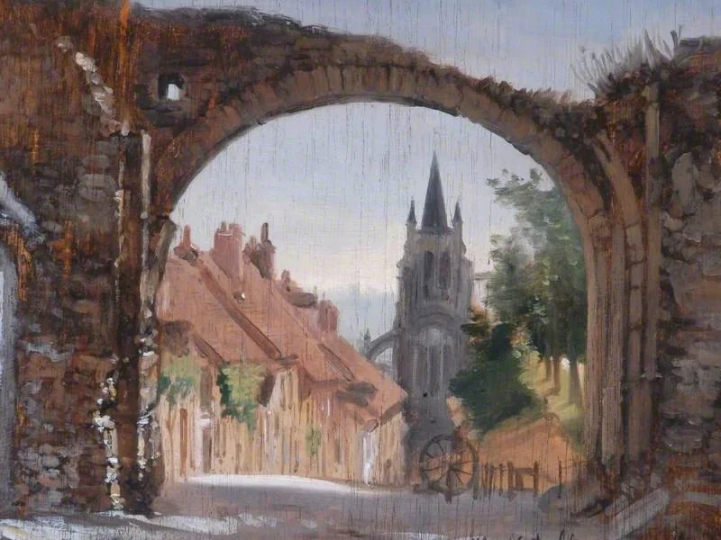 1804-Adrien Dauzats - Vista da Montfort l'Amaury, Francia - Museo Bowes